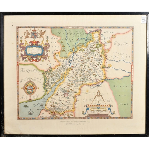 119 - An 18th Century hand-coloured map of 'Glocester & Monmouth', engraved forJ. Harrison, 15