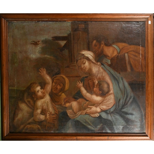 12 - 18th Century Continental School, scene of a holy family, oil on canvas, 46