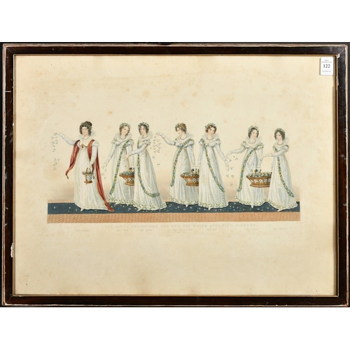 122 - A 19th Century hand coloured stipple engraving, 'The King's herbwoman and her six maids strewing flo... 