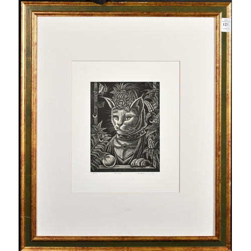 125 - A limited edition wood engraving of a cat, 'The Lady', signed, inscribed and numbered 35/50 in penci... 