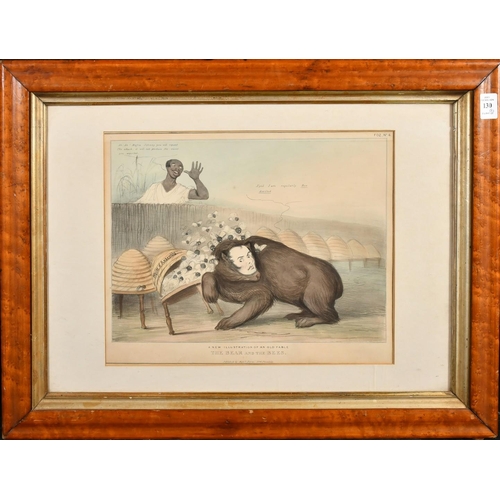 130 - John Doyle (H.B), 'The Bear and the Bees' and 'A Masked Battery', hand coloured lithographs, 9.75