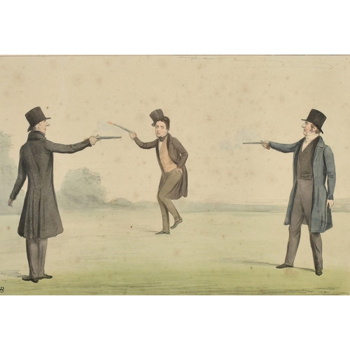 131 - John Doyle (H.B), 'A Ticklish Subject' and 'A triangular Duel', hand coloured lithographs, 9