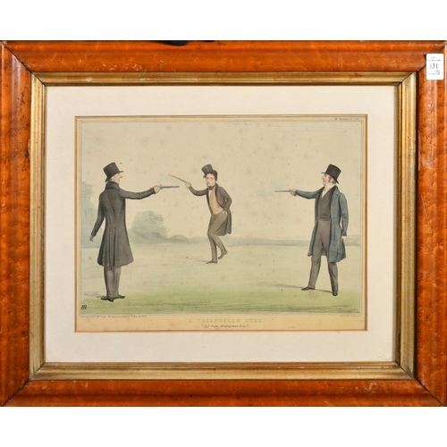 131 - John Doyle (H.B), 'A Ticklish Subject' and 'A triangular Duel', hand coloured lithographs, 9