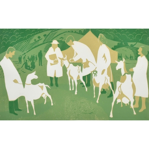 138 - Barbara Vincent, 'Goat Show', linocut, signed, inscribed and numbered 9/12 in pencil, 7.75