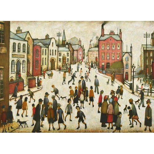 139 - After L.S. Lowry, a colour print published by Ganymed, 'A village Square', 17.75