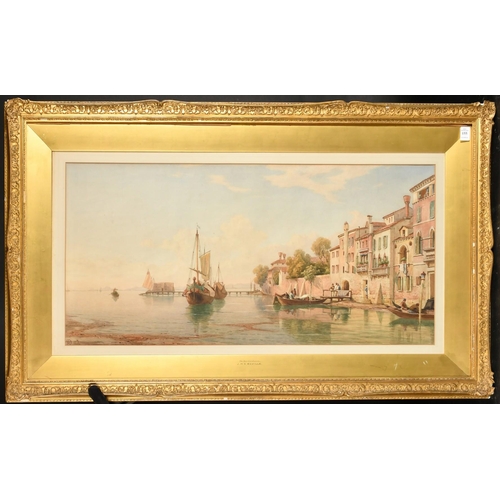 155 - James Herve D'Egville (1806-1880), 'On the Giudecca', boats on a lagoon, watercolour, signed with in... 