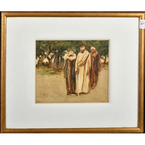 157 - Attributed to Lance Thackeray (1867-1916), a study of three Egyptian gentlemen, watercolour, signed ... 