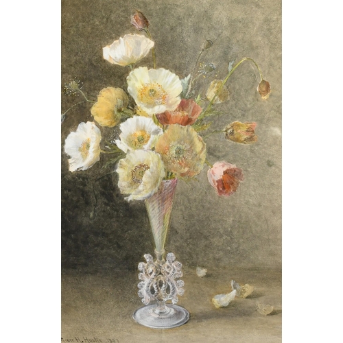 160 - Grace Hastie (1855-1930), a pair of watercolour paintings of still lifes of flowers, both signed and... 