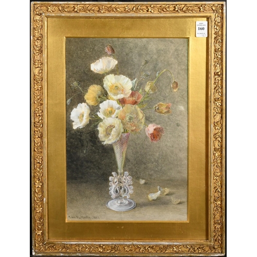 160 - Grace Hastie (1855-1930), a pair of watercolour paintings of still lifes of flowers, both signed and... 