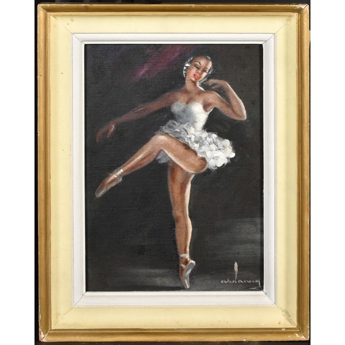 17 - Mid-20th Century French School, a study of a ballerina, oil on canvas, indistinctly signed, 10