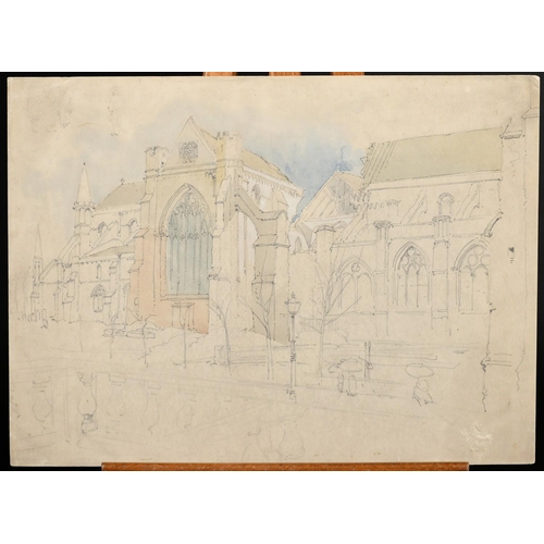 179 - Attributed to William Leighton Leitch (1804-1883), A sketch of Glasgow Cathedral, pencil and waterco... 