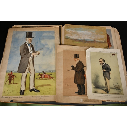 185 - A folio of Oxford men, three watercolours Great Guns of Oxford, two watercolours, Celebrated Sportin... 