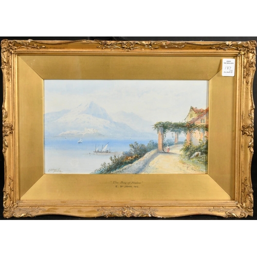 187 - Edwin St. John, Circa 1912, 'The Bay of Naples', and 'Near Capri', a pair of watercolours, both sign... 