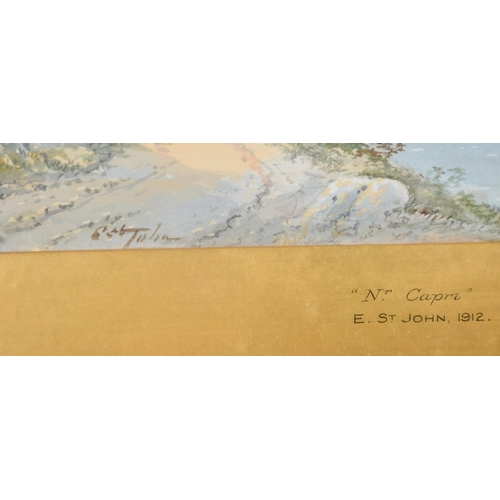 187 - Edwin St. John, Circa 1912, 'The Bay of Naples', and 'Near Capri', a pair of watercolours, both sign... 