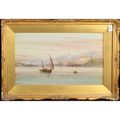 188 - Edwin St. John, Circa 1912, 'Lake Como' and 'Cannes', a pair of watercolours, both signed, each 11.5... 