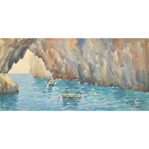 192 - Carmelo Galea, 'Blue Grotto, Malta', watercolour, signed, 4