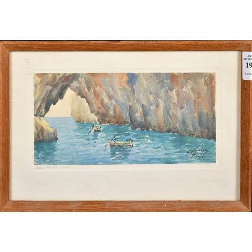 192 - Carmelo Galea, 'Blue Grotto, Malta', watercolour, signed, 4