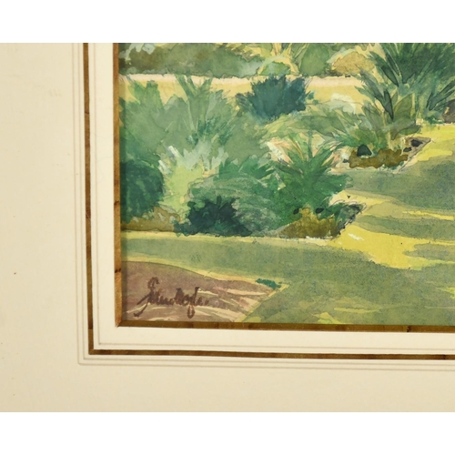 196 - John Doyle (b.1928) 'The Chelsea Physic Garden', watercolour, signed, The Catto Gallery trade label ... 