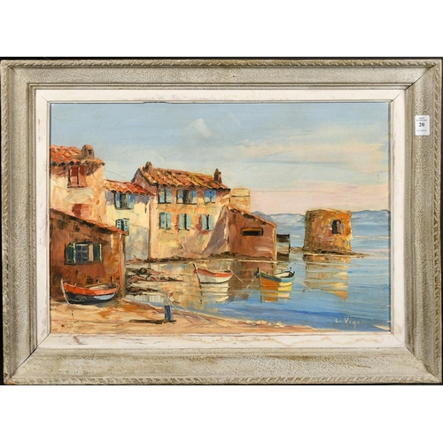 20 - L. Vigon, French School, scene of a bay near St. Tropez, oil on canvas, signed and inscribedverso, 1... 