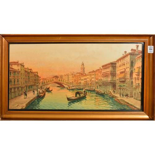 206 - Italian School (19th Century) A view of the Grand Canal and Rialto Bridge, Venice, watercolour, indi... 