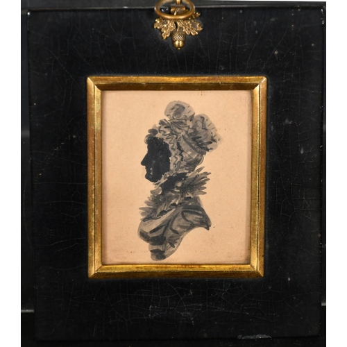 230 - Early 19th Century English School, a pair of ink and watercolour silhouettes of a lady and gentleman... 