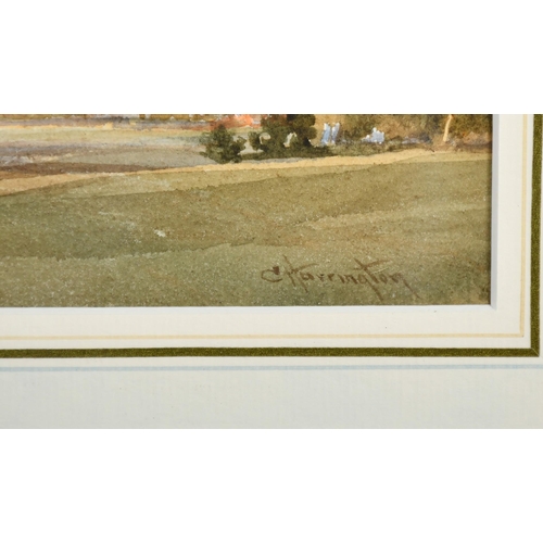 239 - Charles Harrington, An extensive moorland view, watercolour, signed and dated '23 and  bears label v... 