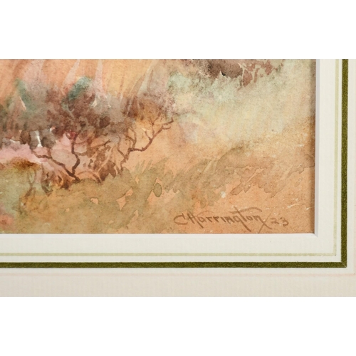 239 - Charles Harrington, An extensive moorland view, watercolour, signed and dated '23 and  bears label v... 