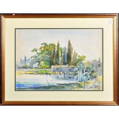 242 - Theophilos Kentarchos, Greek, Two watercolours, a view at Corfu, 11.75