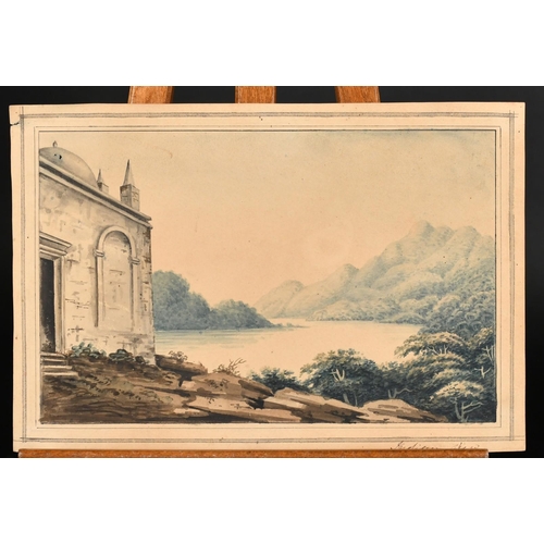 264 - Circle of William Daniell, A temple on the edge of a lake, watercolour, inscribed 'Indianview', 5.75... 