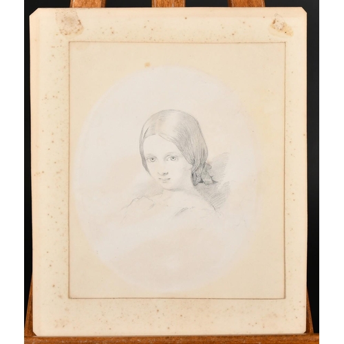 266 - Circle of Princess Victoria, Head and shoulders portrait of a young girl, pencil drawing, inscriptio... 