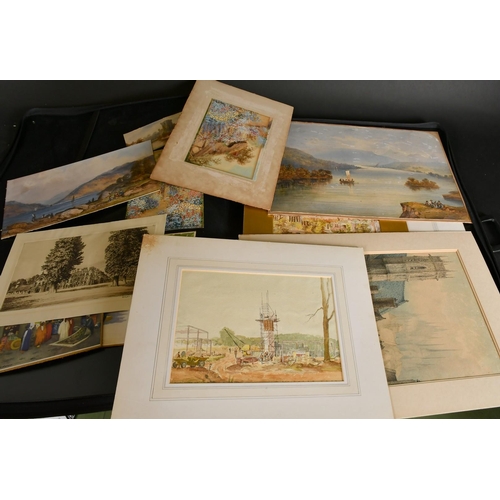 269 - A portfolio containing watercolours by Nikolsky, Halford Ross and others, along with a few prints, s... 