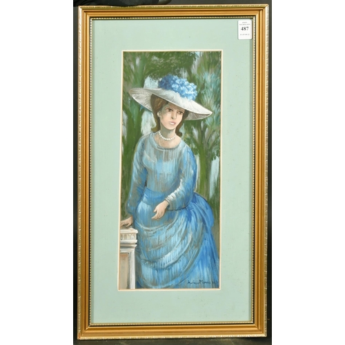 277 - James Arthur Morris (20th Century) British, 'Lady in Blue', gouache, signed, 15