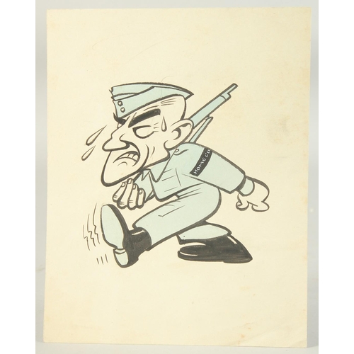 288 - Edward Sylvester Hynes (1897-1982) Irish, Home Guard, a man in uniform, pen and watercolour, signed,... 