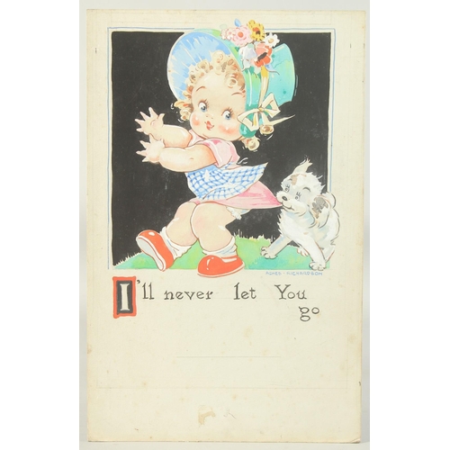 290 - Agnes Richardson (1885-1951) British, 'Just crazy about you', and 'I'll never let you go' watercolou... 