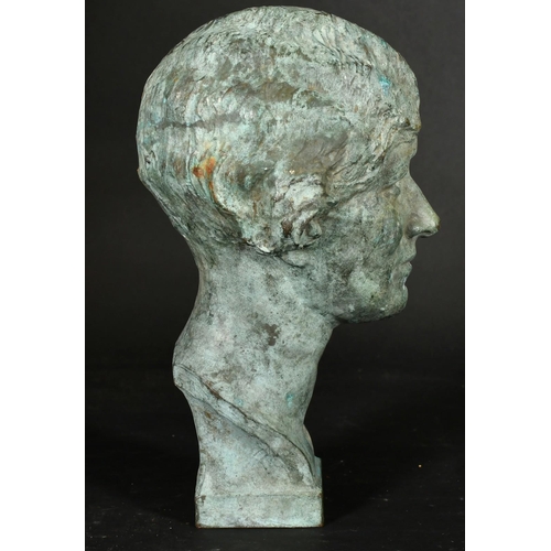 307 - Francis William Doyle Jones (1873-1938) 'Cara Viro  Magis', head study of a woman, bronze with Verdi... 