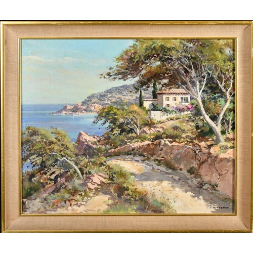 318 - Lucien Potronat (1889-1974) French, a Cote D'Azur view, oil on canvas, signed, 18.5