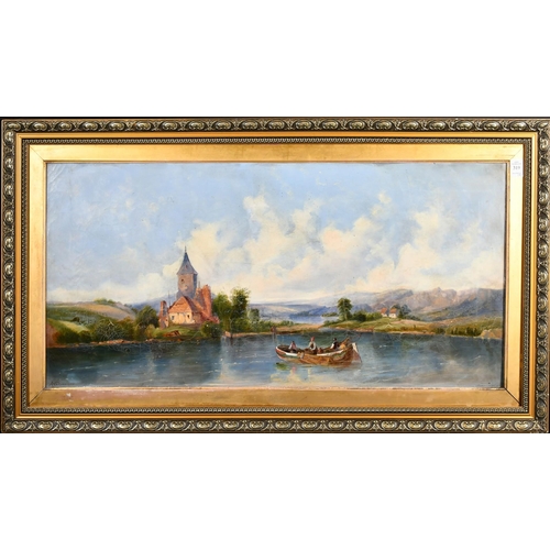 319 - A M S Marx, Circa 1868, a pair of oil on canvas scenes of figures in a boat crossing a river, oil on... 