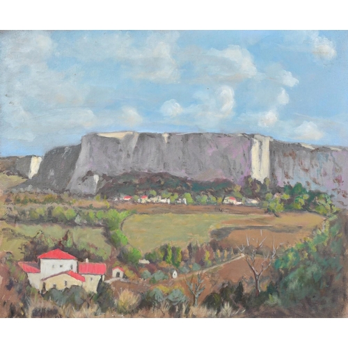 32 - French School, Circa 1950, 'Falaises de Lioux', a Provencal view, oil on canvas, 21.25