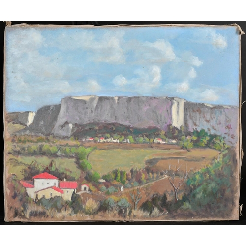 32 - French School, Circa 1950, 'Falaises de Lioux', a Provencal view, oil on canvas, 21.25