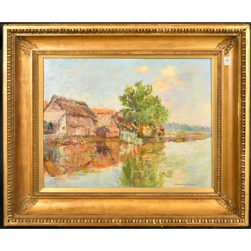 337 - Maaike Adriana Barthelemy-Kronenberg (1886-1970), A flooded farm, oil on canvas, signed, 19.75