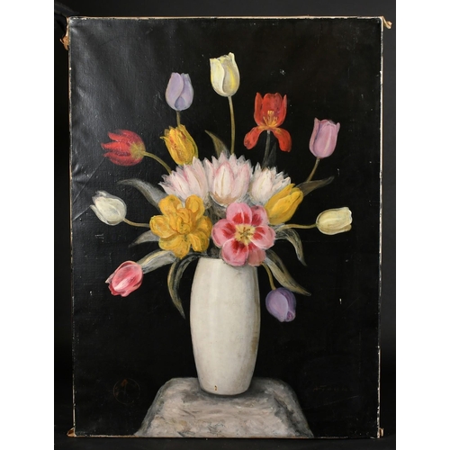 34 - A. Jahno, Continental, a still life of mixed flowers, oil on canvas, signed, 28.75