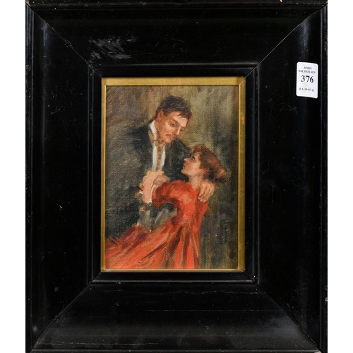 376 - Circa 1900, an oil sketch of figures in embrace, 6.75