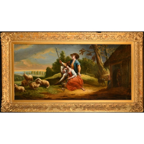 389 - 19th Century French School, follower of Boucher, A young shepherd and maiden with a basket for flowe... 