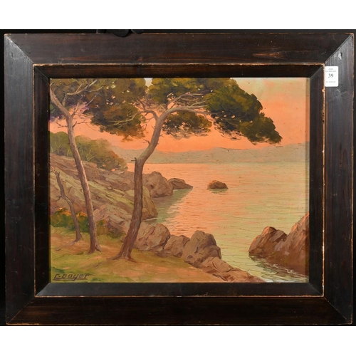 39 - C. Boyer, French, dusk over a coastal view, oil on canvas, signed, 13