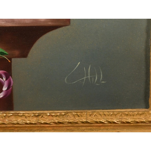 396 - Christopher Hill (1938-1990), a still life of roses and other flowers, oil on canvas, 26