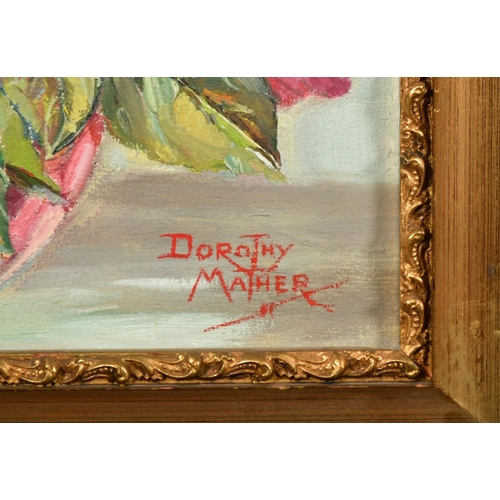 402 - Dorothy Mather (20th Century), A Still Life of Roses, oil on board, signed, 12