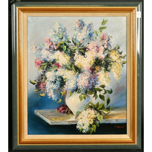 408 - P. Roberis, (20th Century) A still life of mixed lilac, oil on canvas, signed, 24