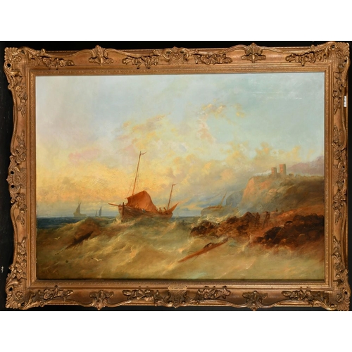 426 - William Henry Williamson (1820-1883) British, a fishing boat rounding a headland, oil on canvas, sig... 