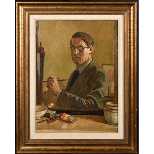 433 - Percy Horton (1897-1970), a self portrait of the artist, in 1950, oil on panel, label verso, 16