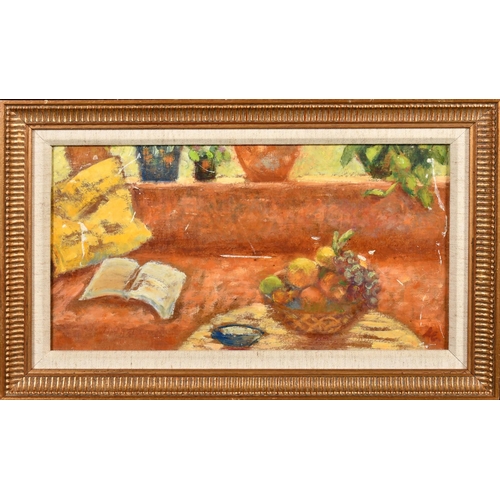 436 - Marika Eversfield, 20th Century, a still life study with fruit, oil on board, signed with initials, ... 